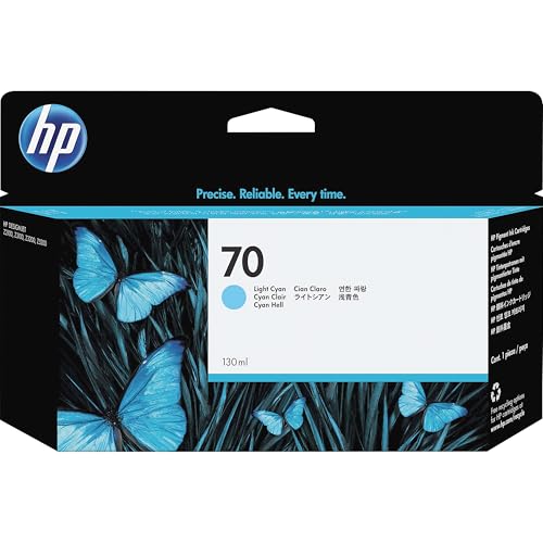 HP 70 Light Cyan 130-ml Genuine Ink Cartridge (C9390A) for DesignJet Z5200, Z3200, Z3100 & Z2100 Large Format Printers