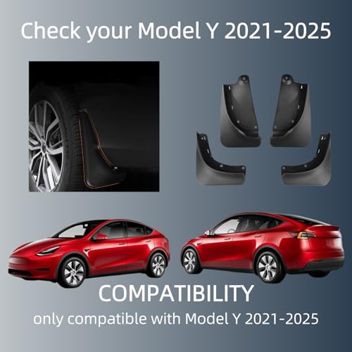 Image of 2024 Upgraded Mud Flap for Model Y 2024 2023 2022 2021 lexible Mud Guards No Drilling Tape, All Weather Tire Protector Splash Guards Mudflaps for Tesla Exterior Accessories