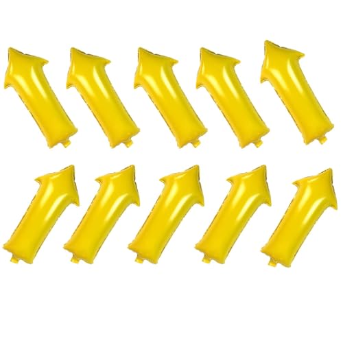 Fesnova 10 globos de flecha amarillos, globos de flecha parciales, globos de papel de aluminio para actividades al aire libre, decoraciones de fiesta de cumpleaños, dirección de boda, 18 x 38 cm