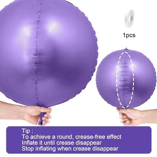 Image of 12PCS Light Purple Round Foil Balloons 22 inch 15 inch 10 inch Large Mylar Balloons | Shiny Purple 4D Ball Balloons for Birthday Party, Graduation, Wedding, Christmas, New Year, Disco Prom Party Decorations