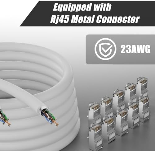 MEIPEK Ethernet Kablosu 50 Metre Cat 6 Yüksek Hızlı 1000Mbps 250MHz Koruması Internet Kablosu Beyaz Lan Kablosu Uzun 160ft Network Kablosu 50M Kurulum Ethernet Kabloları - Görsel 3