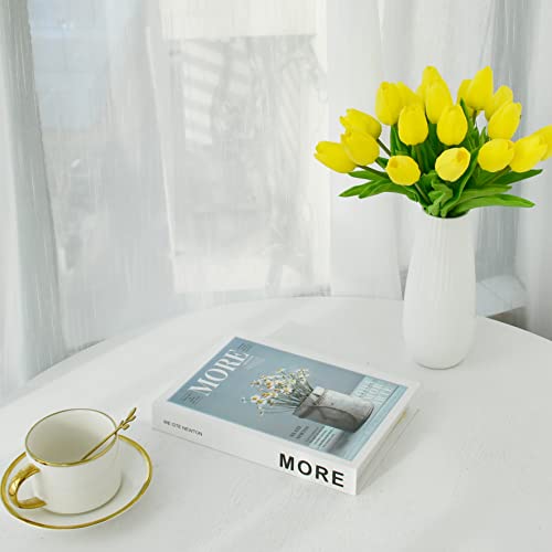 Image of ONLY ART Artificial Yellow Tulips 20 Pcs - 13.5 Inch PU Faux Flowers with Bendable Stems for Home Decor, Wedding Centerpieces, DIY Floral Arrangements, New Year and Valentine's Day
