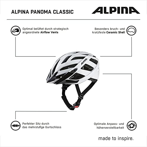 Foto von ALPINA PANOMA Classic - Leichter, Optimal Belüfteter Touren Fahrradhelm Mit Optionalen LED-Licht Für Erwachsene, White, S (52-57 cm)