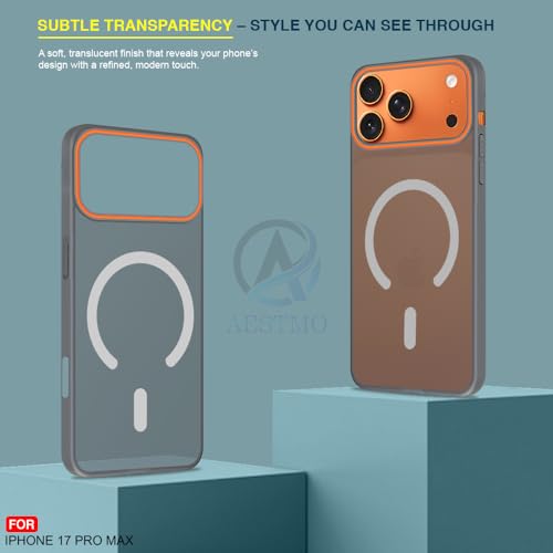 Image of AESTMO iPhone 17 Pro Max Back Cover | Slim Hard Shell | Matte Frosted Hard Back Translucent Back Cover for iPhone 17 Pro Max (Compatible with MagSafe Accessories, Black)