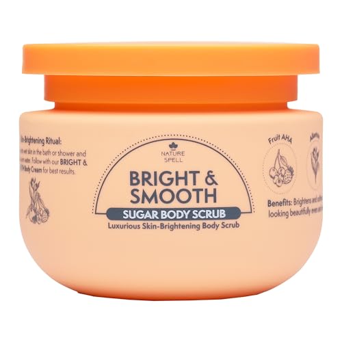 Nature Spell Bright & Smooth Sugar Body Scrub, Brightening and Softening for All Skin Types, with Vitamin C, Fruit AHA, Allantoin, Vegan, 300ml