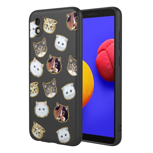 KOARWVC Phone Case for Samsung Galaxy A01 Core Case, Samsung Galaxy M01 Core Cases Cute cat Pattern Design Slim Protective Soft TPU Bumper Phone Cover for Samsung Galaxy A3 Core Black Cat