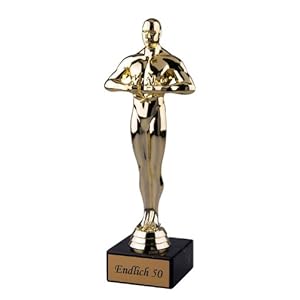 Pokal Endlich 50 Geschenk – Siegerfigur Viktor 24 cm – zum runden Geburtstag für Frau oder Mann