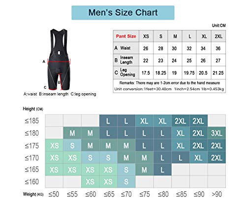 CATENA Men's Cycling Bib Shorts 3D Padded Bike Short Breathable Bicycle Tights Black