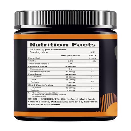 Image of Muscle Asylum F9 Pre-Workout - 25 Servings, 200gm (Orange Flavor) | Boosts Energy & Endurance | Improves Focus