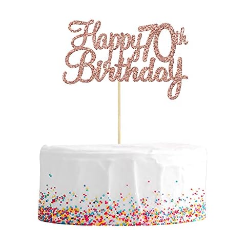 Gyufise 3 Pack Rose Gold Happy 70th Birthday Cake Topper Glitter Happy 70 Cupcake Topper Cheers to 70 Fabulous Cake Decoration for 70th Birthday Party Decoration Supplies Cover