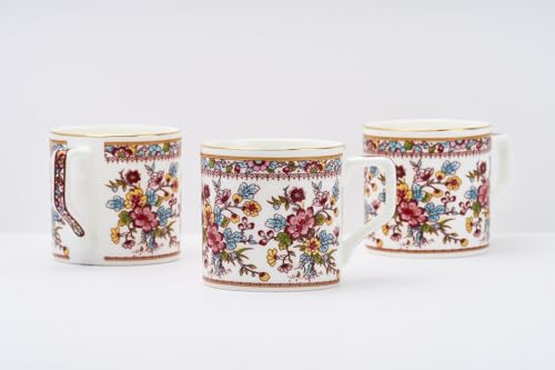Image of GOLDEN QUEEN'S Tea Cups Set of 6 | Ideal for Everyday Tea and Coffee, Enhancing Your Daily Rituals | Handcrafted & 24K Gold on Rim - Victorian Bloom