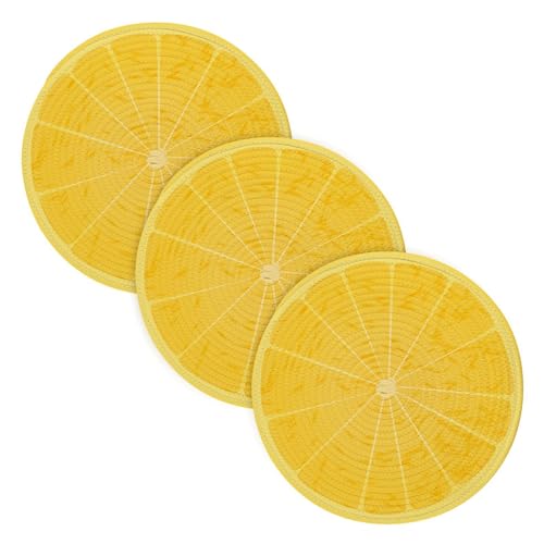 Trivets for Hot Dishes Pots and Pans 3 PCS 15 Inch Pot Holders Hot Pads for Kitchen Countertops Round Potholders Heat Resistant Large Lemon Yellow