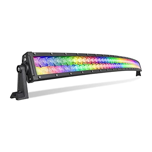 RGB LED Light Bar 52 inch Curved Off Road Color Changing Lights Chasing RGB Halo Ring 8 Solid Color with Flashing Modes Flood Combo Beam Waterproof Automotive Work Lights for Trucks Pickup SUV ATV