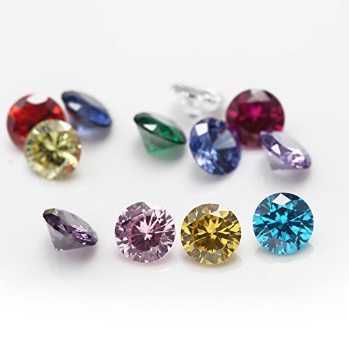 Jiangyuangems 12Pcs 4Mm Birthday Stone 1Pcs Per Colors Round Loose Cubic Zirconia Stones Synthetic Ruby 5# Synthetic Spinel 113# (4Mm) #TOP2