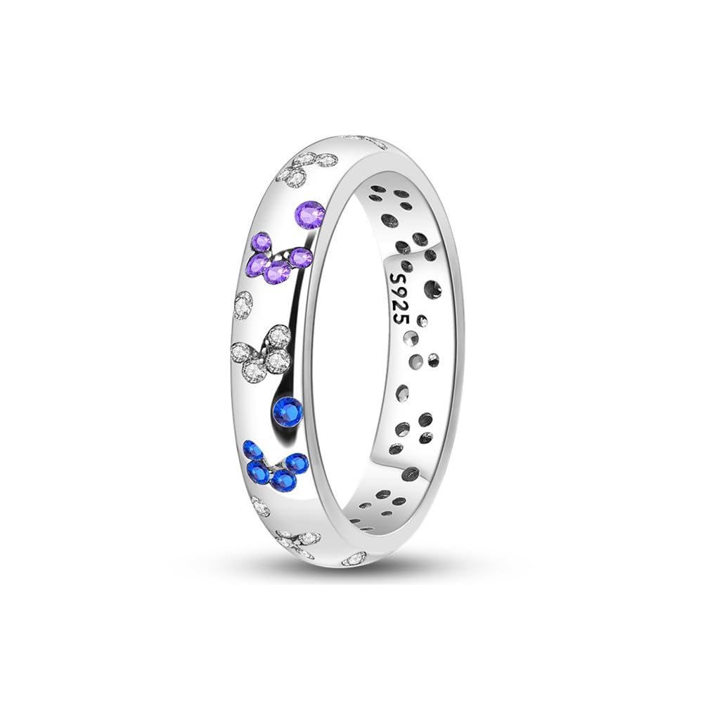 ChenYuTe 925 Sterling Silber Einfache Elegante Persönlichkeit Damen Ring Tägliche Party Hochzeit Tragen Bunte Quadratische Kristall Zirkonia/Stapelbar Vintage Ring Größe 6-9