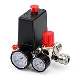 Yosoo Health Gear Pressostato del Compressore ad Aria, 220V Regolazione della Pressione con Sicurezza di Uscita, Valvola di Controllo, Guarnizione del Pistone e Manometro per Officina o Fabbrica
