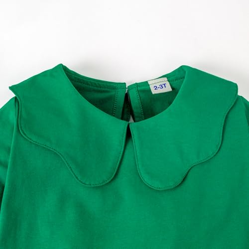 Image of 12M-14Y Toddler Baby Girls Peter Pan Collar Blouse Kids Girl Solid Color Puff Sleeve T-Shirts Casual Tee Tops