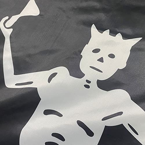 Rhungift Double Sides Pirate Edward Teach Flag Large 3X5 Ft, Moderate-Outdoor 100D Polyester,Canvas Header And Double Stitched- Bloody Flags Blackbeard Halloween Flag #TOP3