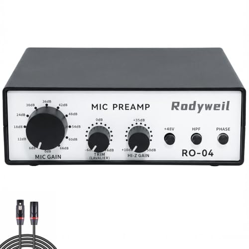 Rodyweil RO-04 Mic Preamp, 0~72db Adjustable Gain...