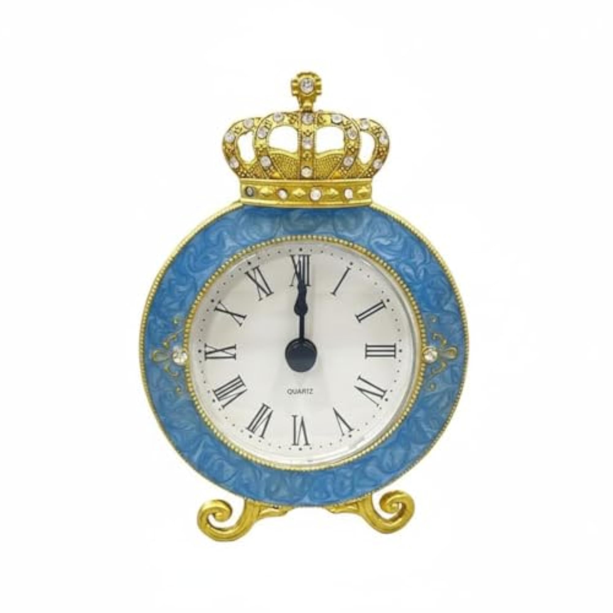 Crown Mantel Timepiece Gift Idea Rhinestone Table Clock