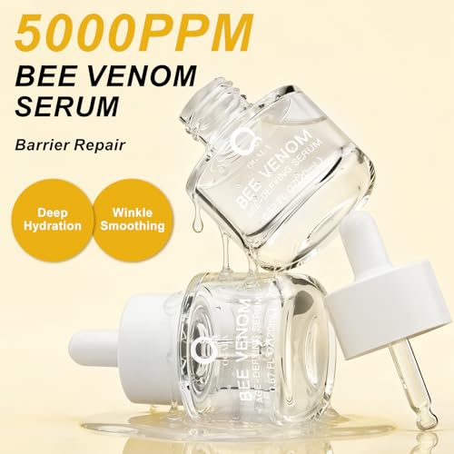 Qgala Bee Venom Serum for Face and Body, PDRN Infused Formula Bee Venom Serum - Hydrating & Firming Face Serum for Women, 5000PPM, Cruelty-Free, 20 mL, for Radiant, Healthy-Looking Skin
