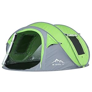 EZOLY Pop up Tente,Tente Automatique pour 4 Personnes,Tente instantanée d’installation en 2 Secondes,Tente de Camping Anti-UV étanche pour la Famille,290 × 200cm avec 130cm de Hauteur Centrale