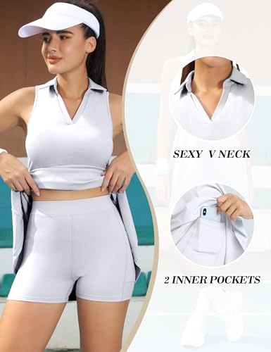 Image of Fengbay Tennis Dress for Women,Golf Dresses with Built in Shorts with 4 Pockets for Sleeveless Athletic Workout Dress