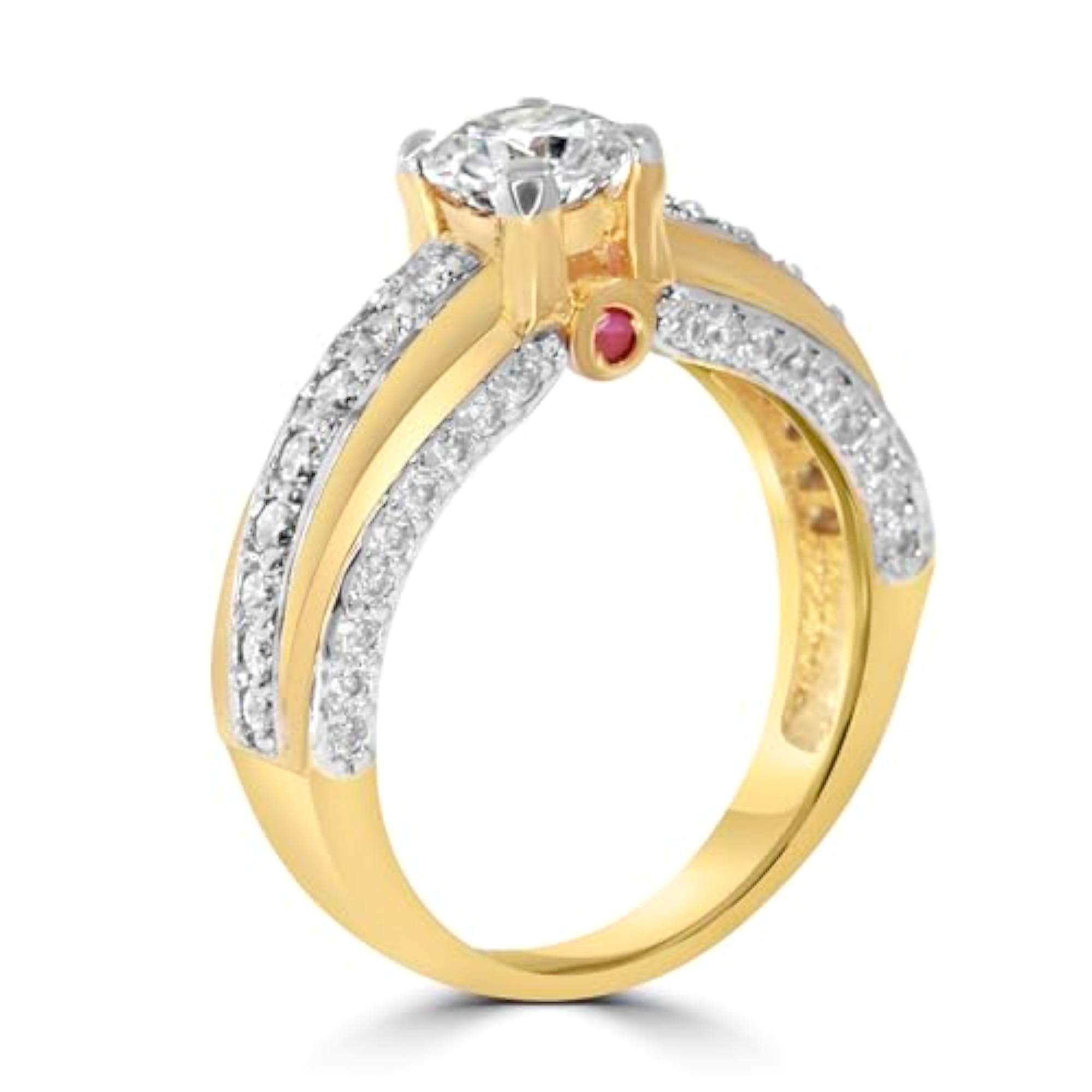 Women's Gold Plated 925 Sterling Silver Solitaire Glow Ring