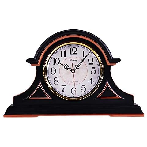 Beesealy Mantel Clock - Silent, Non-Ticking, Quartz Movement, Battery Operation, 18x11 Inches Cover