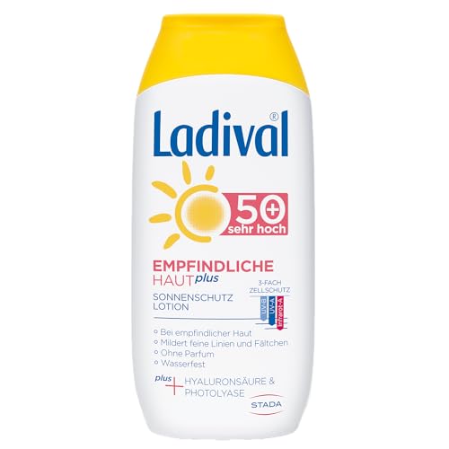 Ladival Empfindliche Haut Plus Sonnenschutz Lotion LSF 50+ - Parfümfreie Sonnenlotion ohne Farb- und Konservierungsstoffe - wasserfest, 200 ml