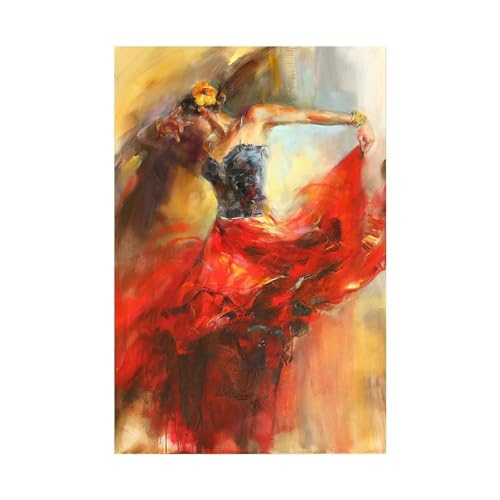 Spanish Beauty Poster Imprime la danseuse de flamenco Abstrait Toile Peinture à l'huile de danse fille Fille Moderne Mur Art Image for la décoration de la...