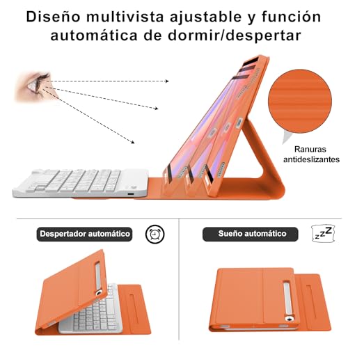 Funda teclado Samsung Tab S10 FE con letra Ñ para escribir sin cables en tablet 11" 5