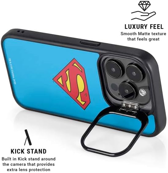 Skinit Kickstand Phone Case Compatible with iPhone 16 Pro Max - Officially Licensed DC Comics Superman Official Logo Design
