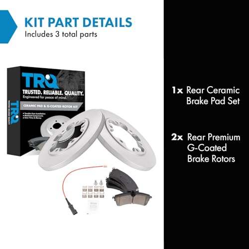 Image of TRQ Rear Brake Pad and Rotor Set Ceramic G Coated Solid Rotors Compatible with 2020 Ford Transit-250 2020 Transit-350 2020 Transit-350 HD