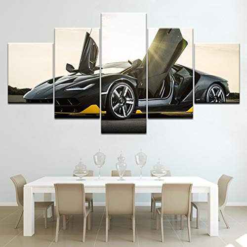 Affiche voiture course moderne 5 pièces pour design séjour