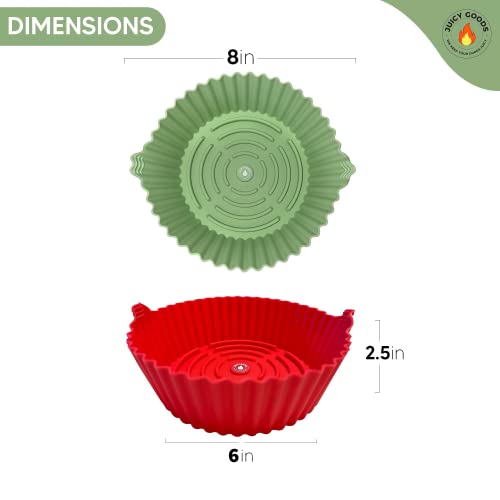 Jg 2 Pcs Air Fryer Silicone Liners - 8 Inch Non-Stick Circular Air Fryer Liners Reusable - Dishwasher Safe Excellent Replacement Of Parchment Paper #TOP1