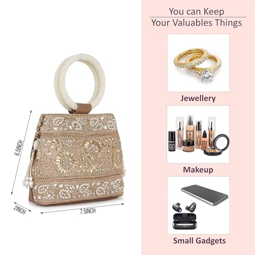 Image of Nevis Stylish Embroidery Unique Design Traditional Wedding Party Handheld Potli Bag For Women