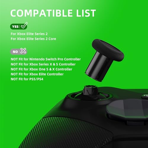Image of eXtremeRate 13 in 1 Metal Thumbsticks for Xbox One Elite Series 2 Controller, 6 Metal Joystick & Adjustment Tool, 2 D-Pads, 4 Paddles for Xbox Elite Series 2 Core Controller - Metallic Black