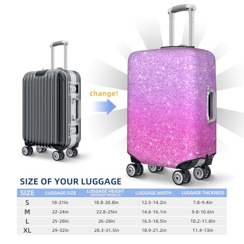 Purple Pink Girly Chic Glitter Ombre Luggage Cover, Protective Washable Suitcase Cover - Travel High Elastic Fibers Suitcase Protector Fits Medium3