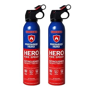 Prepared Hero Fire Spray – Mini Fire Extinguishers for House, Car, Garage – Kitchen Small Fire Extinguisher for Home, 100% Organic – Compact, Portable & Easy to Use, Non-Toxic – 2 Pack