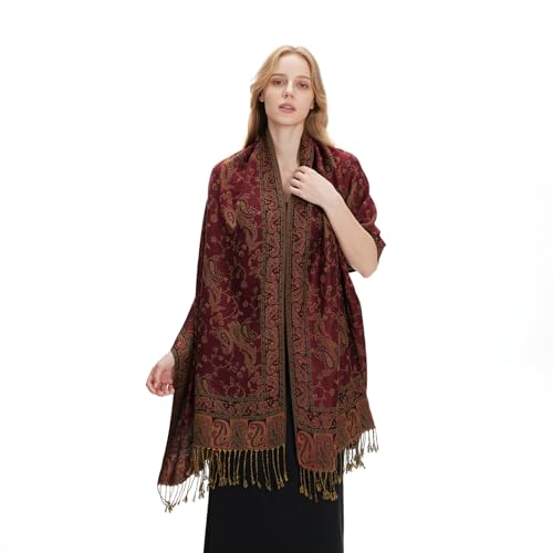 zero season Boho Paisley Pashmina Shawl Wrap Lightweight Festival Scarf for Women, Soft Silky Feel Bohemian Rave Wrap for Travel, Beach, and Everyday Layering