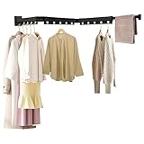 kleiderstange Wandmontage, Faltbar Ausziehbar Einziehbar Drehbar Wäscheständer - Dreifach faltbar mit Handtuchhalter - Für Innenbereich, Balkon, Waschküche, Badezimmer, Wohnwagen & Outdoor, Grau