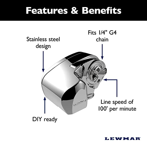 Lewmar 12V/700-Watt Pro-Series Gypsy With 316 Stainless Steel For Boats 20'-38' With 1/4" G4 Chain, Max Pull 700 Lbs. - 2020201157 #TOP3