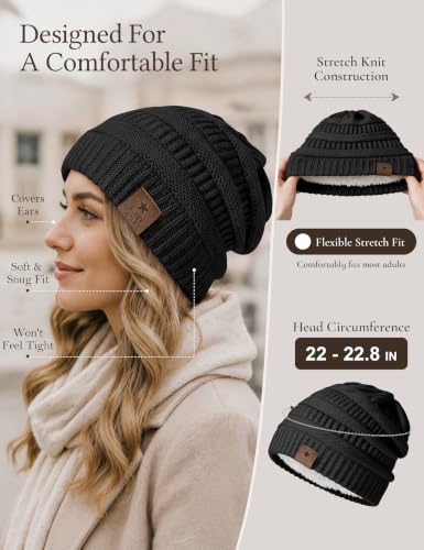 Image of Durio Winter Hats for Women Cable Knit Beanie Soft Womens Beanies Thick Winter Hat