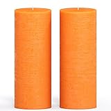 CANDWAX 3x8 Pillar Candle Set of 2 - Decorative Rustic Candles Unscented and No Drip Candles - Ideal