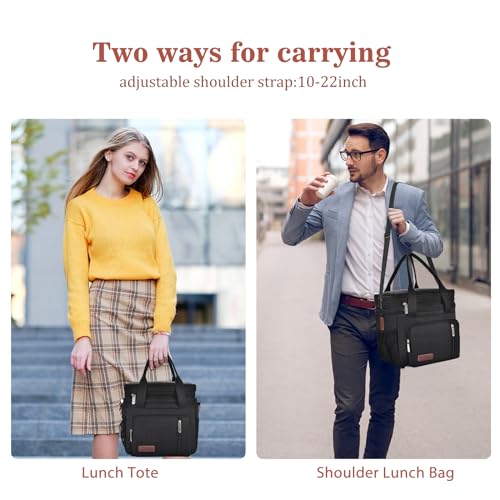 BAGNN Lunch Box & Lunch Bag for Men Women, Large Insulated Adult Lunch Box Leakproof Lunchbox Cooler Bag for Work Picnic Beach,16L, Black