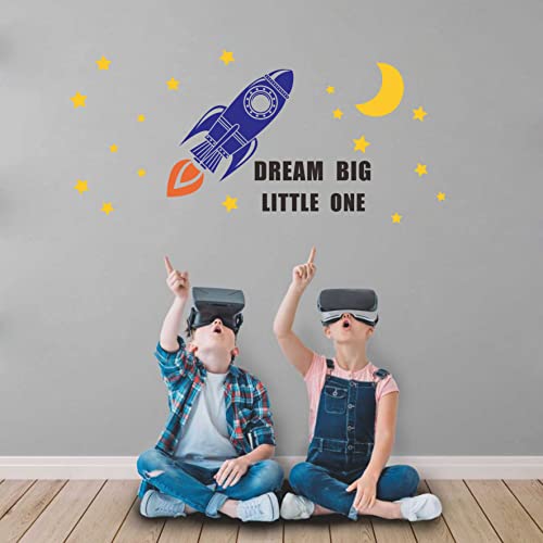 Vinilo decorativo con cohete, luna y estrellas para habitación miniatura 6