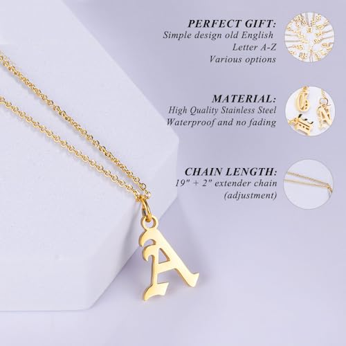 Letter Necklaces for Women Personalized Necklaces 18K Gold Plated Initial Pendant Old English Name Necklaces A-Z Bridesmaid Gift for Girls2