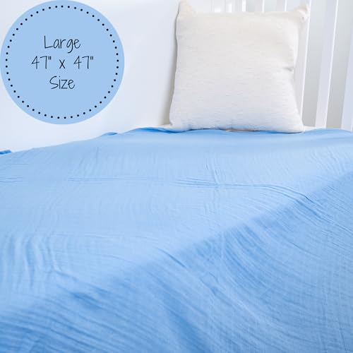 Image of LollyBanks Muslin Swaddle Blankets 2 Pack, 100% Cotton Baby Blanket for Boys, Soft and Lightweight 47 x 47 Inches Newborn Swaddles, Gentle Infant Blankets, Baby Essentials (Police Dog and Blue)