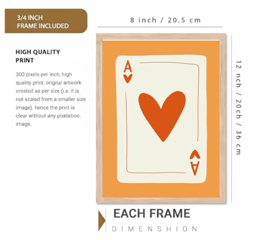 Image of BLINKART Ace Orange Aesthetic Modern Art Walls With Frame | Natural Wood Texture | Living Room Bedroom Office Wall Decoration | Poster Home Decor Frames Wall Bedroom | 12x8 Inches(D63)